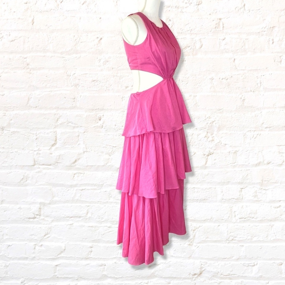 Mable Barbie Pink Cut Out Dress with Tiered Maxi Skirt Size Small Barbiecore - Picture 3 of 9